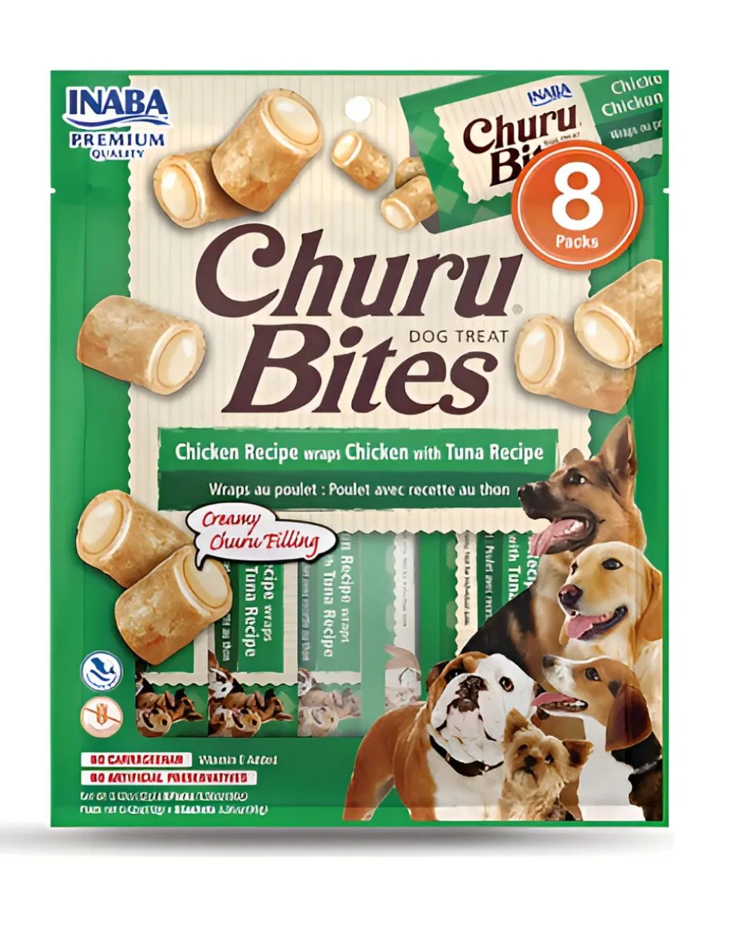 Snack Inaba Churu Bites Pollo y Atún Wraps para perro pack de 8