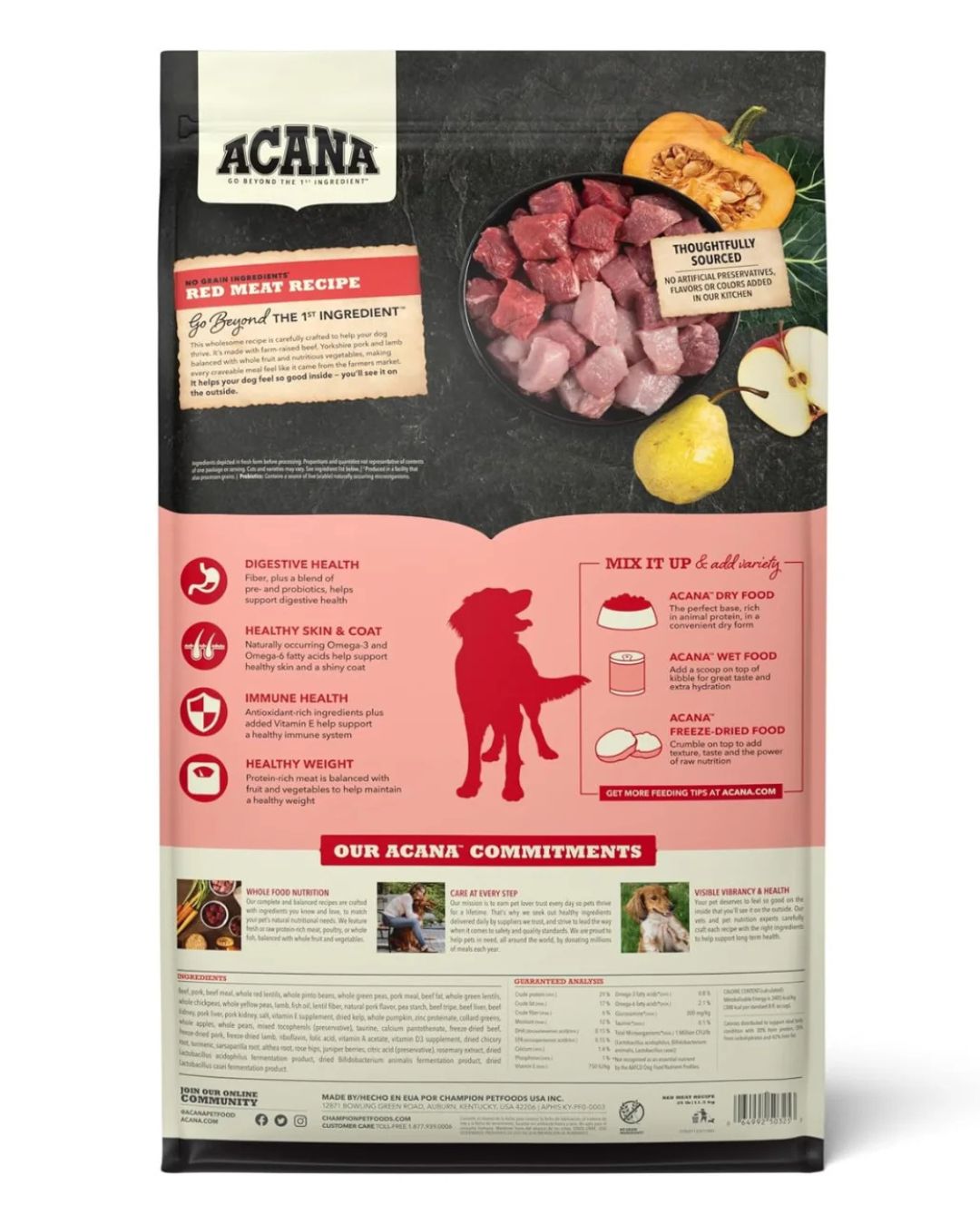 Acana Red Meat Recipe, Alimento Seco para Perro Adulto