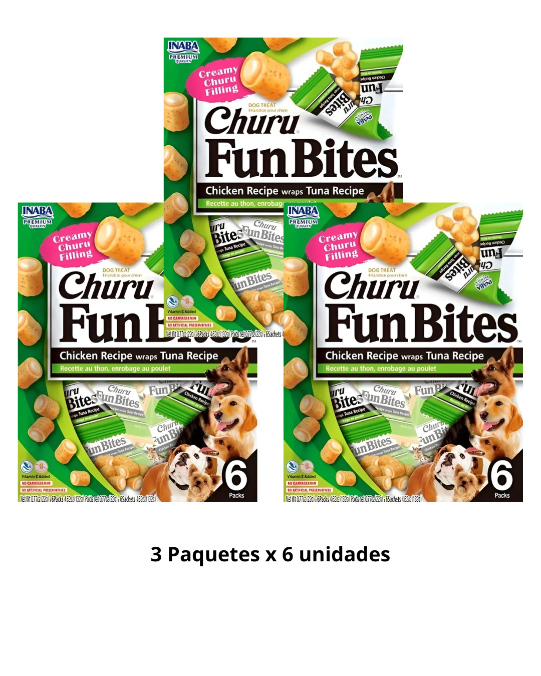 Inaba Churu Fun Bites Dog Snack para perros Pack de 3 unidades x 6